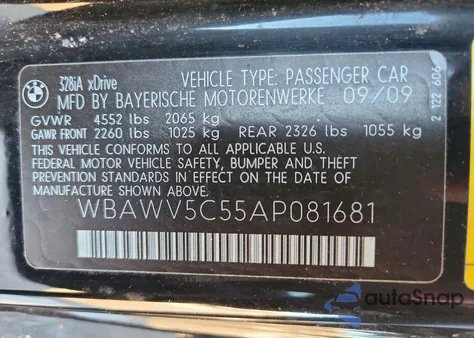 2010 BMW 328 Xi Sulev z USA, uszkodzony, nr VIN WBAWV5C55AP081681